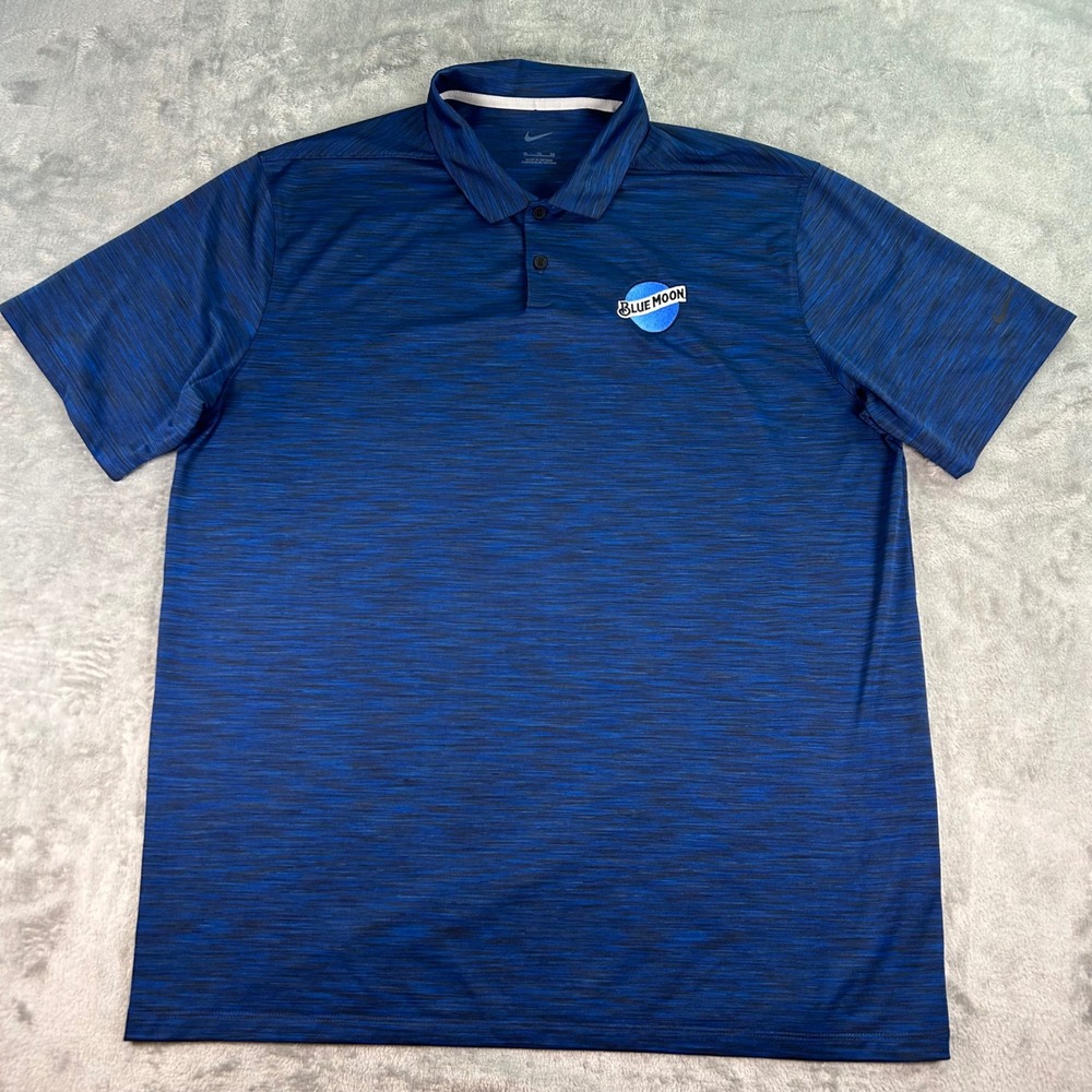 Nike Blue Moon Brewing Co Dri-FIT Polo Shirt Mens XL Blue Space Dye Golf Tee